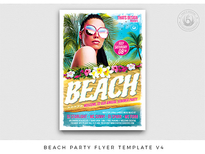 Beach Party Flyer Template V4 bash beach camp club flyer day exotic holidays island night nightclub party party hat photoshop poster psd resort summer summertime template vacation