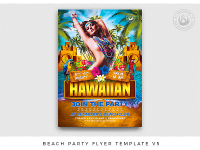 Beach Party Flyer Template V5 bash beach beach party blue lagoon day design exotic flyer flyer template holidays island night party poster photoshop print psd sexy summer tropical vacation
