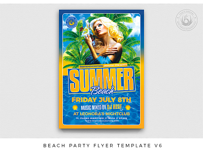 Beach Party Flyer Template V6 bash beach club design exotic flyer holidays island ocean party party poster photoshop pool print psd resort sea summer template tropical