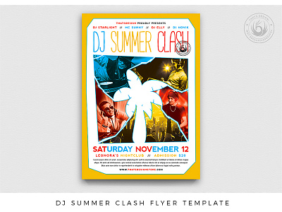DJ Summer Clash Flyer Template bash beach cancun club colorful concert design dj electronic festival flyer ibiza music party photoshop poster print psd summer template
