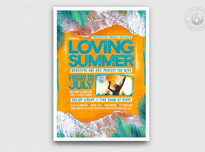 Beach Party Flyer Template V9 beach california club design festival flyer ibiza island ocean party photoshop poster print psd sea summer surf surfing template wave