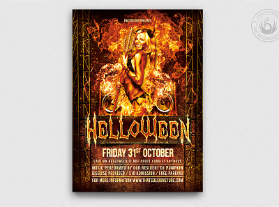 Halloween Flyer Template V3 club devil evil fire flyer freak fright halloween hell helloween hot night party photoshop poster psd scary sexy show template