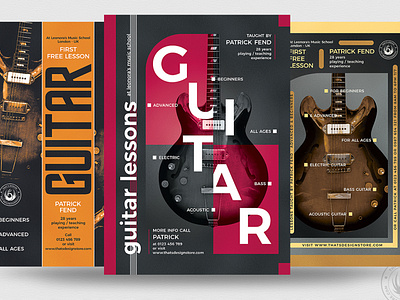 Guitar Lessons Flyer Bundle V2