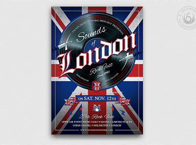 Sounds of London Flyer Template concert design electro england english event fest festival flyer live london music pop poster punk rock sounds template united kingdom