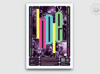 Indie Fest Flyer Template V10 alternative band classy concert design elegant festival flyer gig guitar inie jazz layout live music musician performer poster rock template