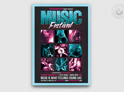 Music Festival Flyer Template V4 alternative band black blues classy concertgig design elegant festival flyer gig indie jazz live music musician poster rock teal template