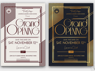 Grand Opening Flyer Template V2 anniversary art deco black branding celebration classy closing club elegant event flyer gold grand opening invitation night party poster promotional retro template