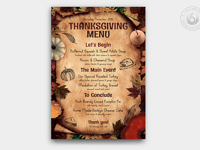 Thanksgiving Menu Template V2 by Lionel Laboureur on Dribbble