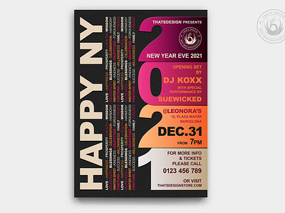 New Year Flyer Template V3 card celebration classy club design dj eve flyer happy new year new year new years night nvitation party photoshop poster program psd template typographic