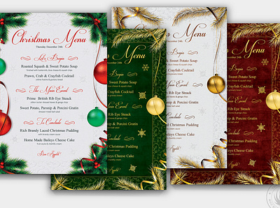 Christmas Menu Template V1 card christmas classy club design dinner elegant eve flyer food gold golden menu party poster red restaurant santa template xmas