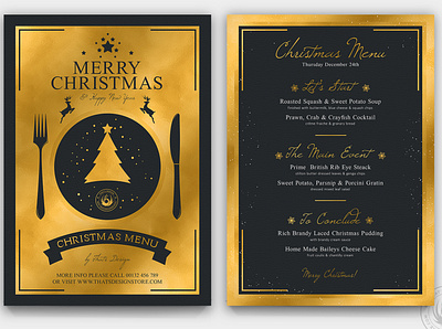 Christmas Menu Template V3 black card christmas classy design dinner elegant eve food gol golden greetings happy new year menu merry christmas night party template winter xmas