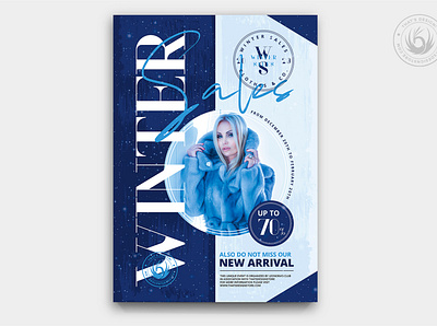 Winter Sale Flyer Template beautiful blue business classy cold design elegant fashion flyer ice photoshop poster print psd sale season seasonal shopping template winter