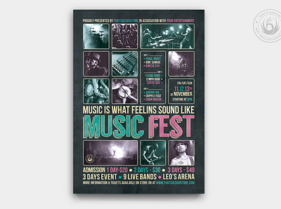 Music Festival Flyer Template V8 alternative band blues concert design fest festival flyer gig hard rock indie jazz live music musician poster rock singer template urban