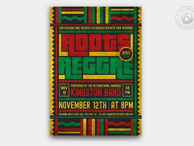 Reggae Music Flyer Template V4 africa african band concert design ethnic fest festival flyer gig music photoshop poster print psd rasta reggae roots template tribal