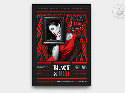Black and Red Flyer Template V6 black black and red celebration classy club design dj elegant event flyer ladies night party photoshop poster print psd red sexy template