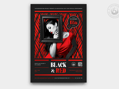 Black and Red Flyer Template V6 black black and red celebration classy club design dj elegant event flyer ladies night party photoshop poster print psd red sexy template