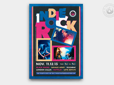 Indie Rock Flyer Template V13 band blues concert design fest festival flyer gig indie jazz live music musician party photoshop poster print psd rock template