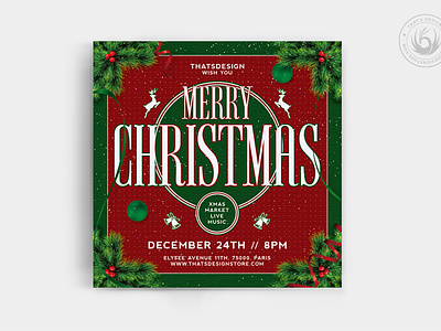 Christmas Eve Flyer Template V14 card celebration christmas club design eve flyer invitation merry christmas night party photoshop poster print psd red template winter xmas