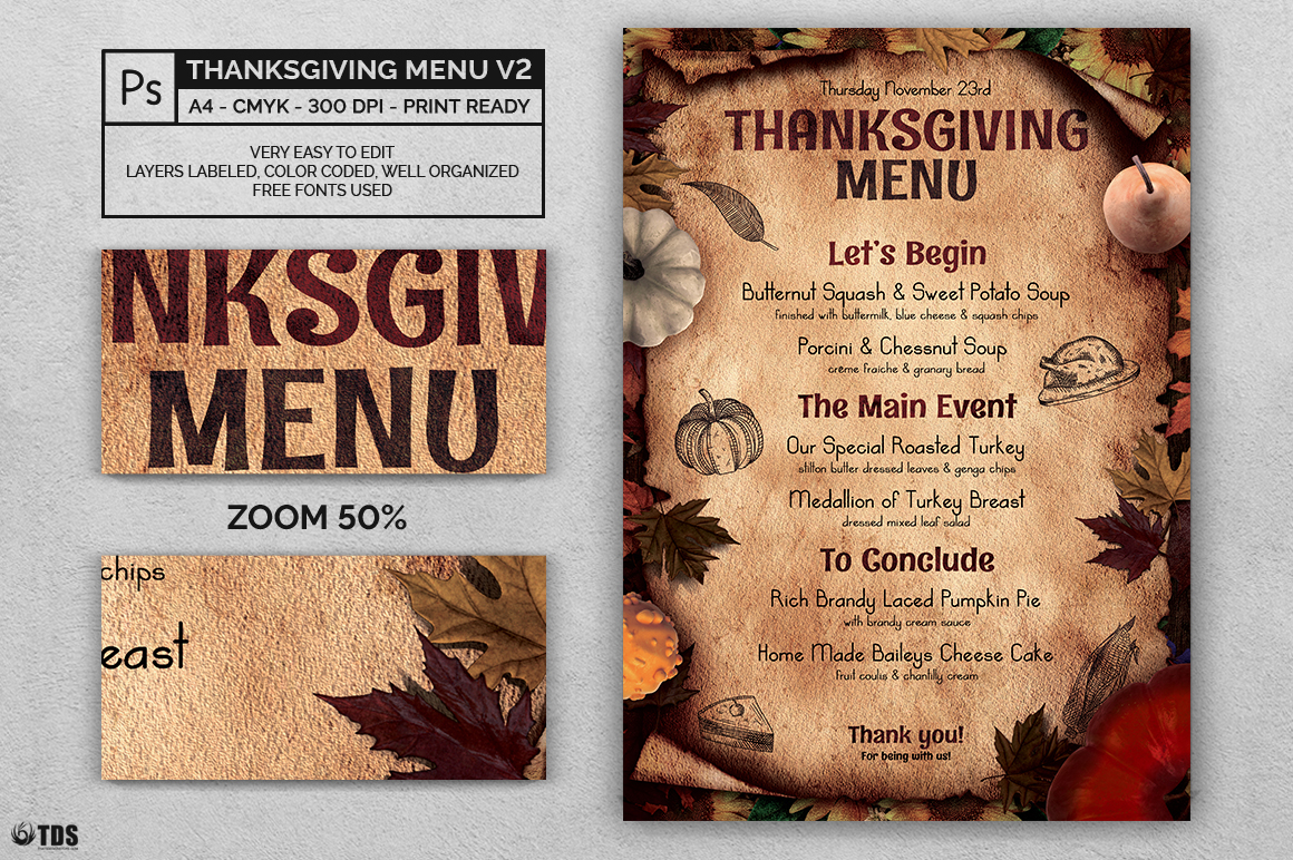 Thanksgiving Menu Template V2 by Lionel Laboureur for Thats Design ...