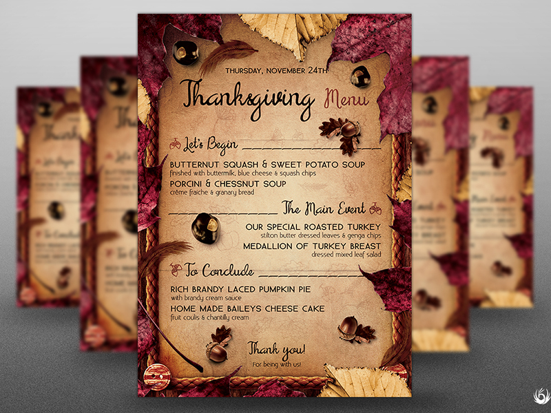 Thanksgiving Menu Template V3 by Lionel Laboureur for Thats Design ...