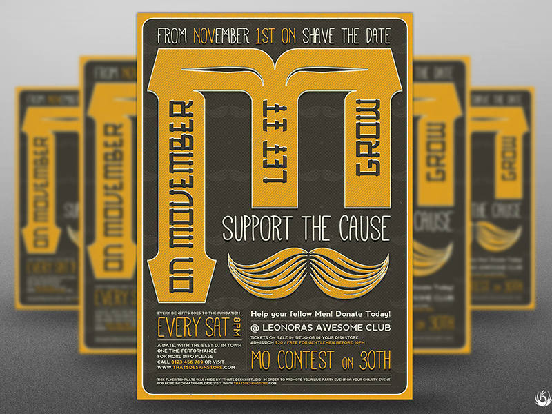 Movember Flyer Template V3 costume old charity barbershop beard mo vintage retro hipster moustache mustache movember