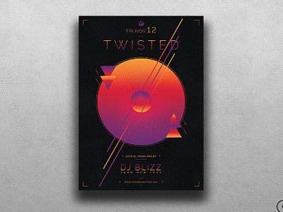 Twisted Session Flyer Template abstract club dj electro futuristic minimal night nightclub party sound vibes waves