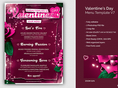 Valentines Day Menu Template V7 by Lionel Laboureur for Thats Design ...