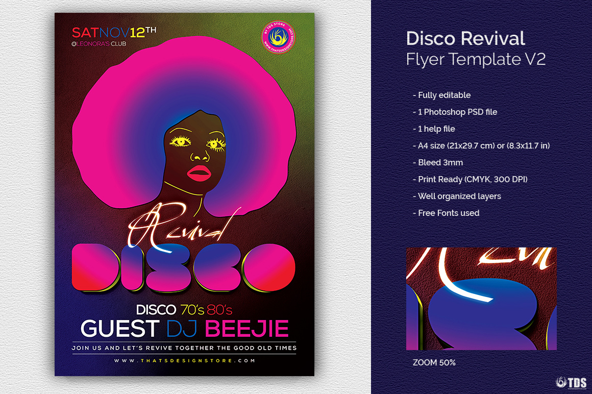 Disco Revival Flyer Template V2 by Lionel Laboureur for Thats Design ...