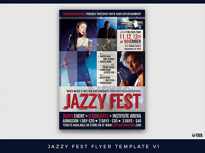 Jazzy Fest Flyer Template V1 band blues concert festival flyer gig jazz live poster rock singer thatsdesignstore