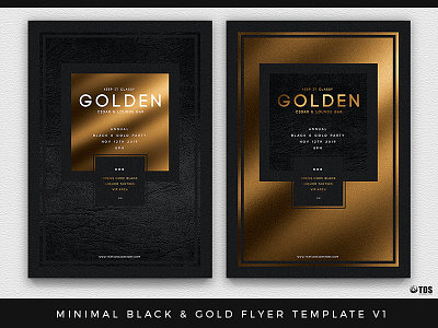 Minimal Black and Gold Flyer Template V1 art deco classy elegant event exclusive flyer gold golden grand opening invitation poster thatsdesignstore