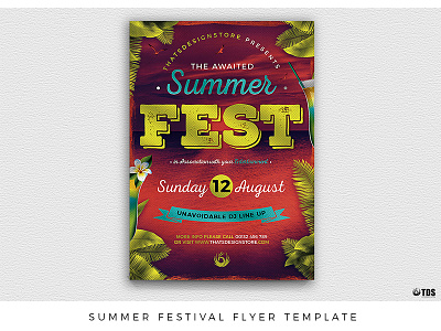 Summer Festival Flyer Template beach dj exotic flyer lounge party poster summer sunset template thatsdesignstore tropical