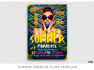 Summer Paradise Flyer Template beach break club festival flyer night paradise party poster spring summer thatsdesignstore