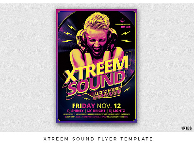 Xtreem Sound Flyer Template club concert dj flyer music night nightclub party poster thatsdesignstore