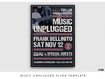 Music Unplugged Flyer Template band blues concert flyer gig indie live music poster rock thatsdesignstore unplugged