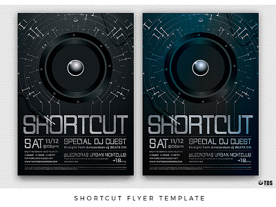 Shortcut Flyer Template club concert dj edm electro flyer music nightclub party performer poster thatsdesignstore