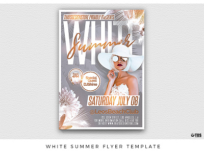 White Summer Flyer Template angels beach club dj flyer gold ladies party poster summer thatsdesignstore white