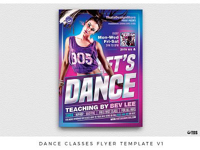 Dance Classes Flyer Template V1 classes course dance dancing dj fitness flyer hiphop poster sport thatsdesignstore zumba