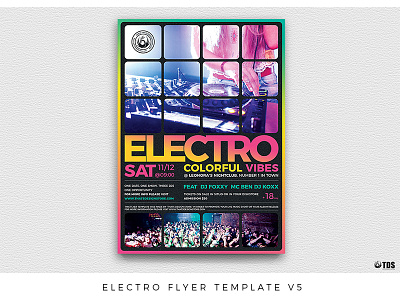 Electro Flyer Template V5 club colorful concert disco dj electro festival flyer music nightclub poster thatsdesignstore