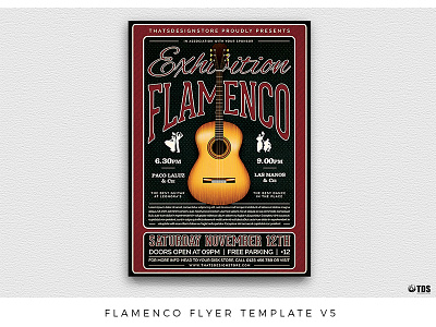 Flamenco Flyer Template V5 concert dance flamenco flyer guitar guitarist live music poster tablado thatsdesignstore unplugged