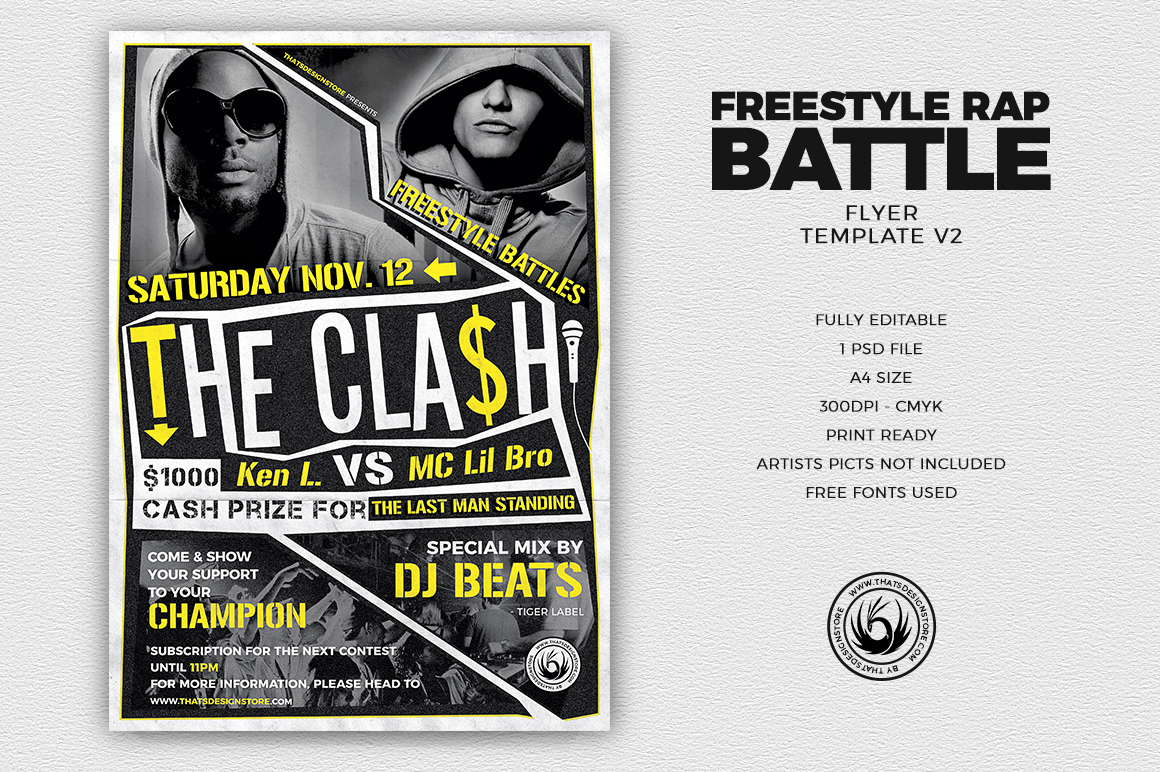 Freestyle Rap Battle Flyer Template V2 By Lionel Laboureur For Thats ...