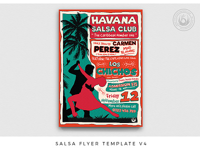 Salsa Flyer Template V4 classes competition concert cuba dance dancing flyer poster salsa show summer thatsdesignstore