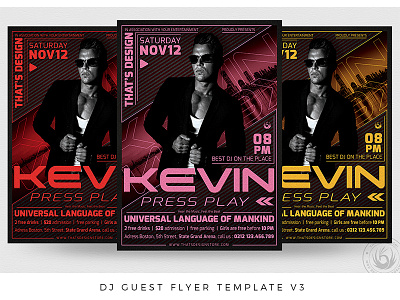 DJ Guest Flyer Template V3 artist club concert dj electro electronic flyer house modern music nightclub party photoshop poster progressive psd tech techno template urban