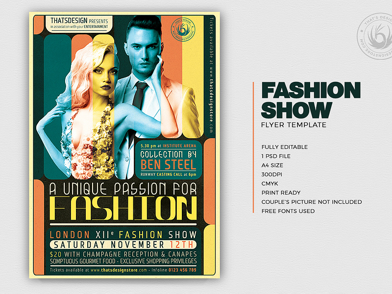 Fashion Show Flyer Template V1 by Lionel Laboureur for Thats Design ...