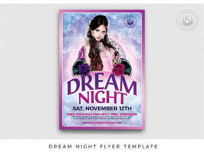 Dream Night Flyer Template beautiful beauty club design dream flyer girlish girls glam glamour ladies night nightclub.event party photoshop pink poster psd sky template