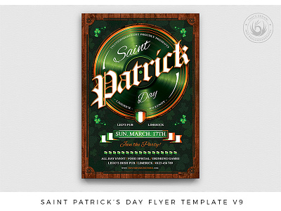 Saint Patricks Day Flyer Template V9 bar club day design dj flyer ireland irish night party patrick photoshop poster print psd pub saint shamrock template thatsdesign