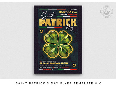 Saint Patricks Day Flyer Template V10 bar beer clover club design flyer ireland irish party patrick photoshop poster psd pub saint shamrock st template thatsdesign trefoil