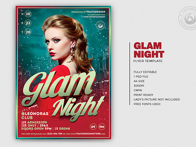 Glam Night Flyer Template by Lionel Laboureur for Thats Design Store on ...