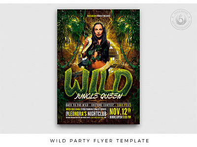 Wild Party Flyer Template amazonia animal club day dj flyer forest jungle king nature night party photoshop poster psd queen template thatsdesign wild zoo