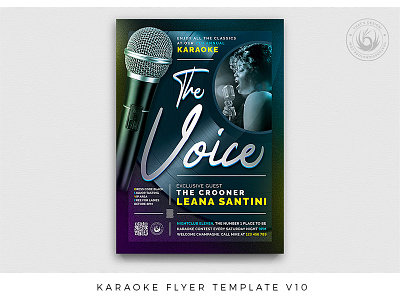 Karaoke Flyer Template V10 classy club concert contest crooner festival flyer gig jazz karaoke microphone night poster psd record soul template thatsdesign vinyl voice