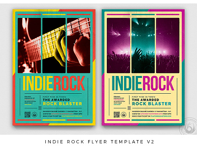 Indie Rock Flyer Template V2 artist band blues concert fest festival flyer gig indie jazz live music photoshop poster promotion psd rock singer template thatsdesign